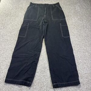 Y2K Over Kleshas Black‎ Baggy Cargo Pants Contrast White Wide Leg Womens 29 M